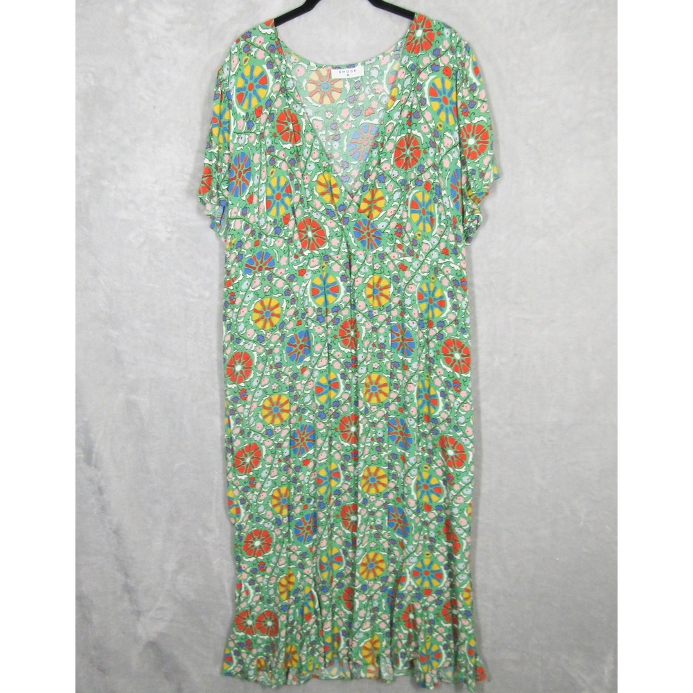 RHODE Floral Print Midi Dress XXL Green Red Yellow Blue Women's Dress Target